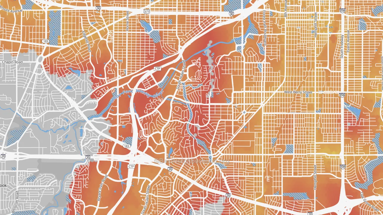 Transit Grade map of 76109, TX