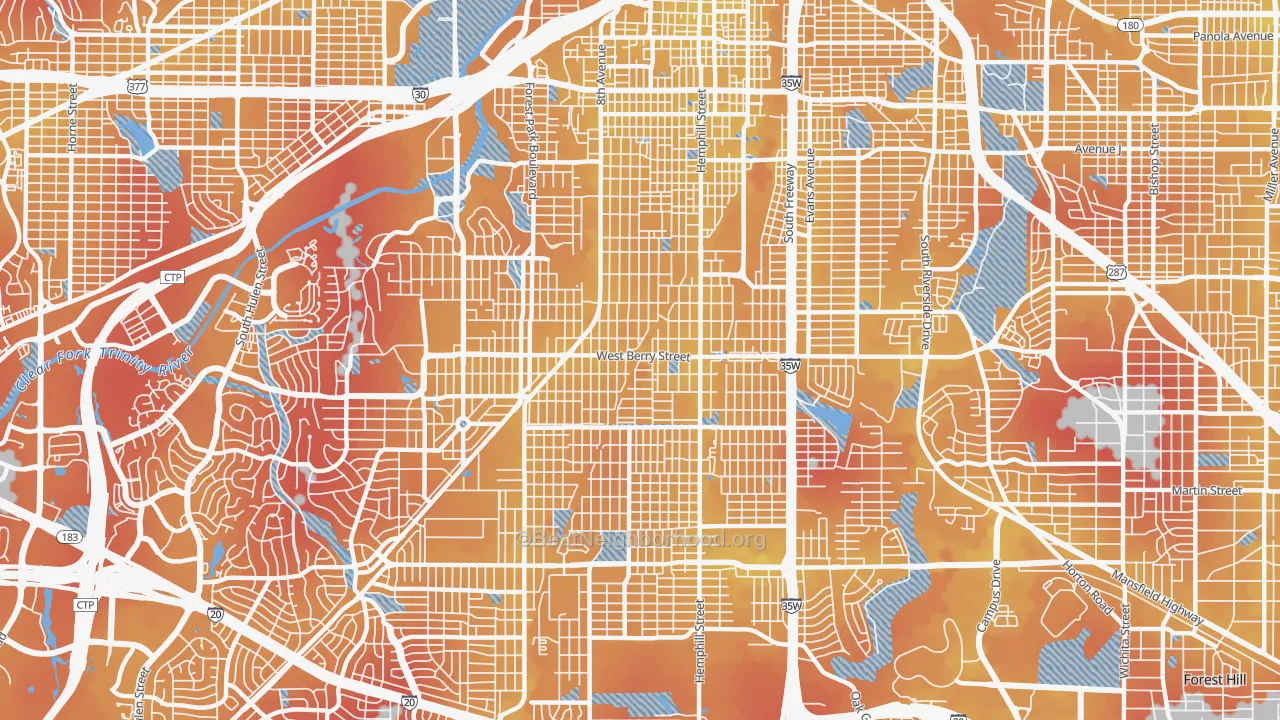 Transit Grade map of 76110, TX