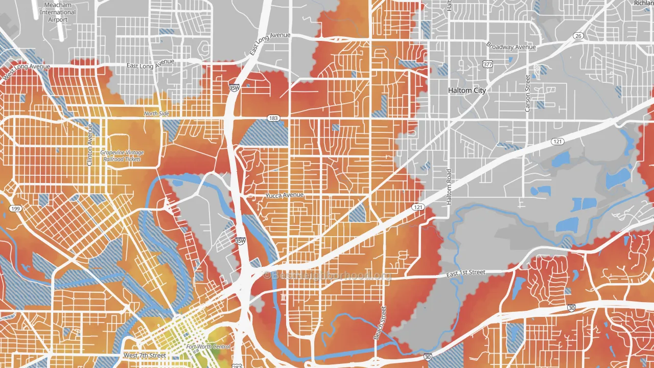 Transit Grade map of 76111, TX