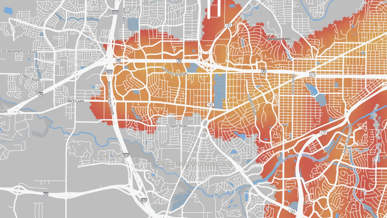 Transit Grade map of 76116, TX