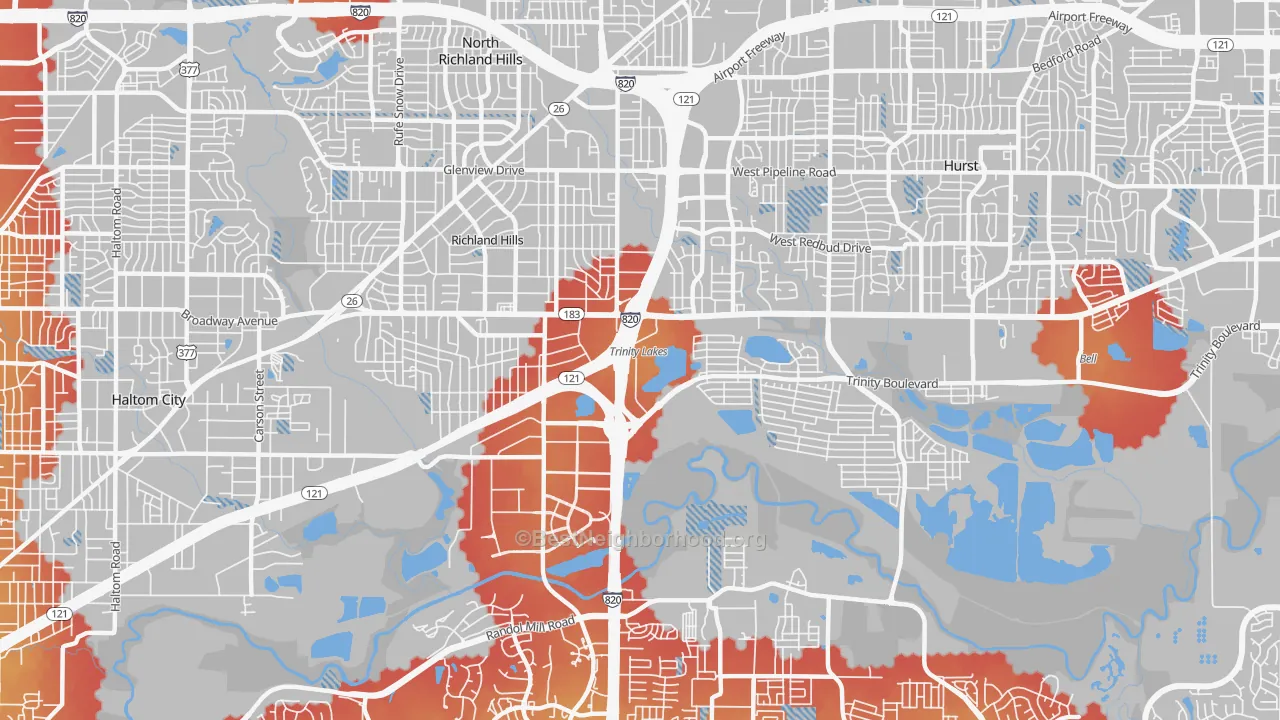 Transit Grade map of 76118, TX