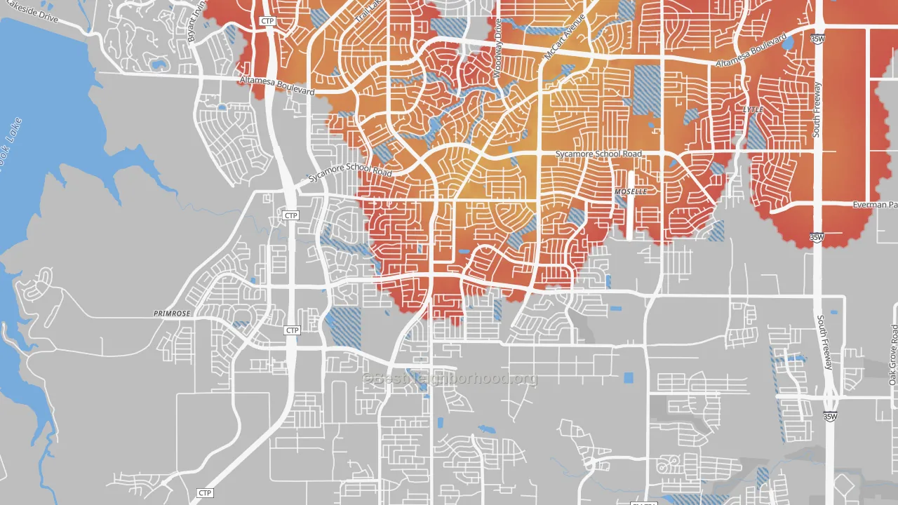 Transit Grade map of 76123, TX