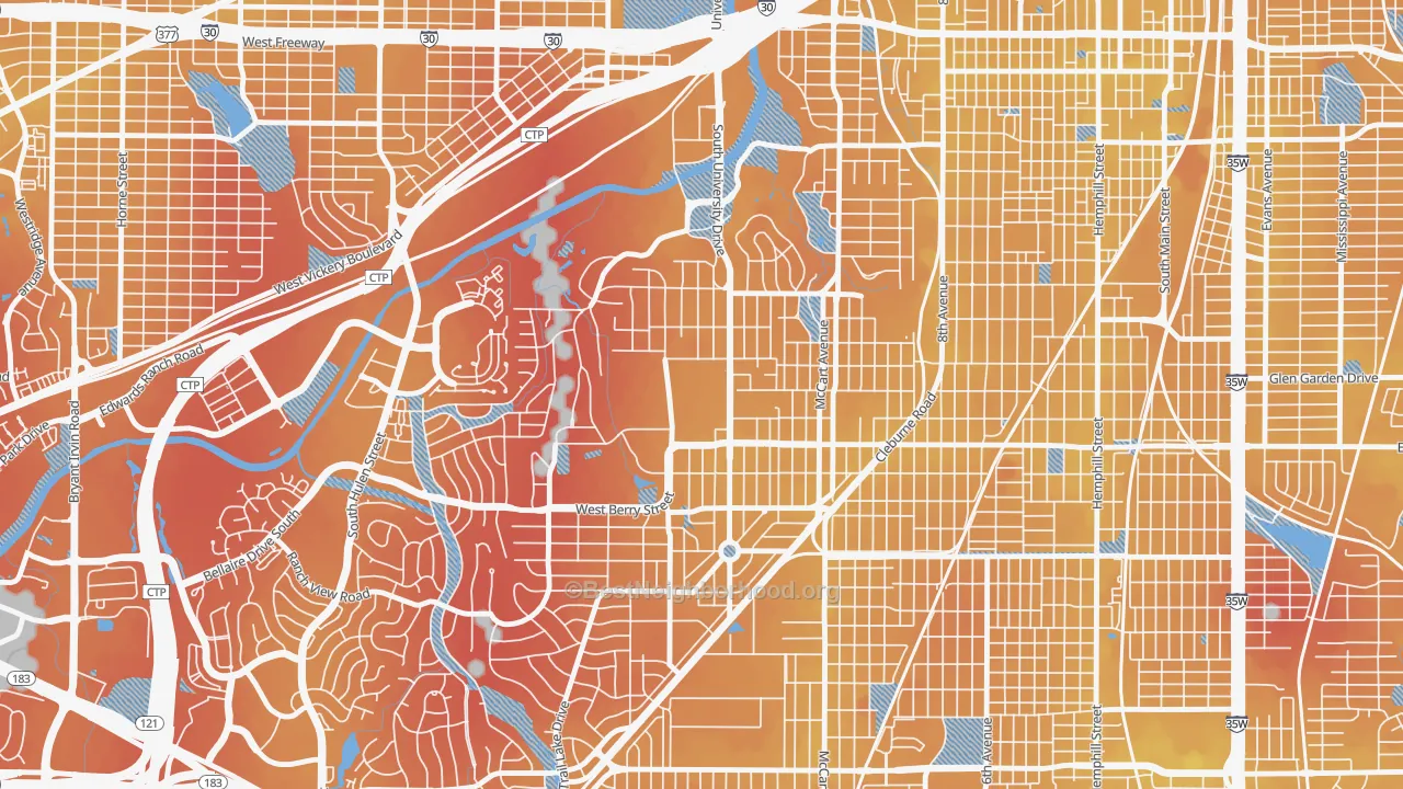Transit Grade map of 76129, TX