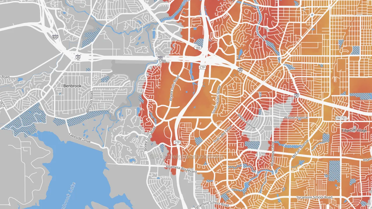 Transit Grade map of 76132, TX