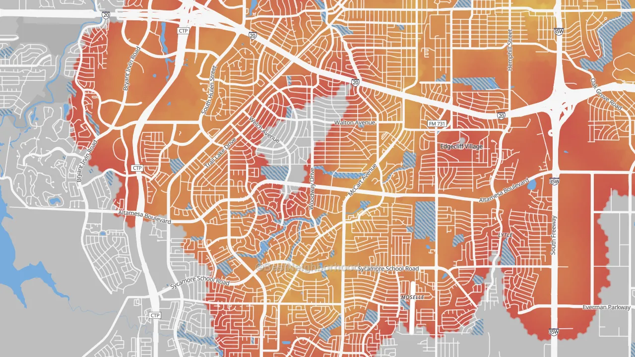 Transit Grade map of 76133, TX