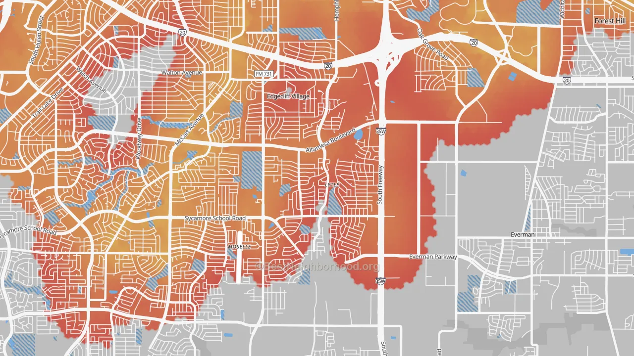 Transit Grade map of 76134, TX