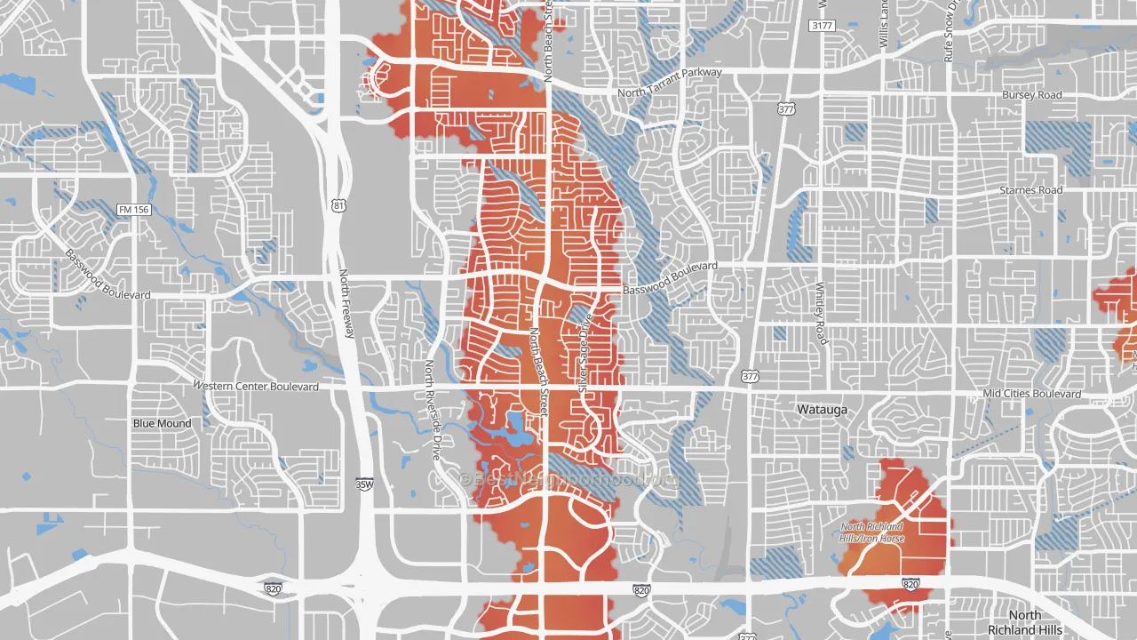 Transit Grade map of 76137, TX