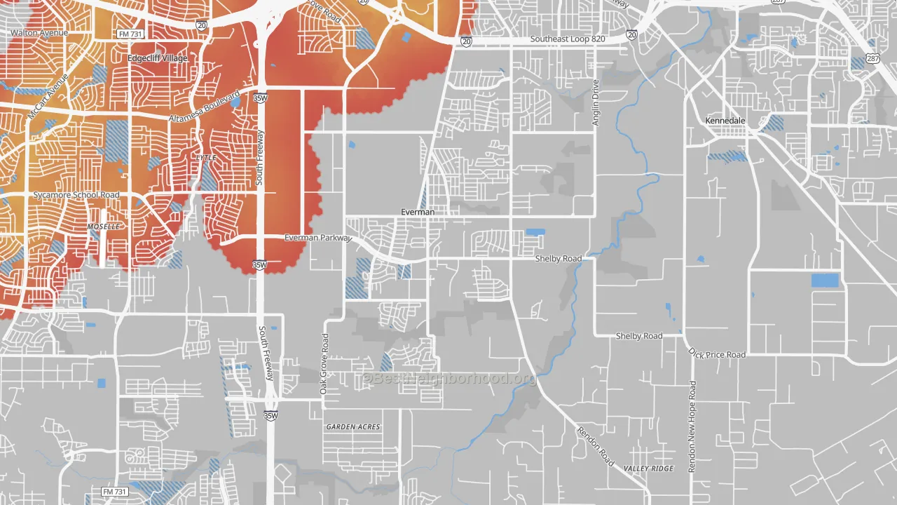Transit Grade map of 76140, TX