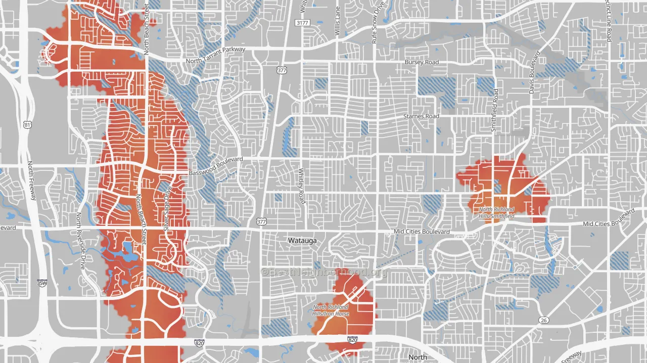 Transit Grade map of 76148, TX