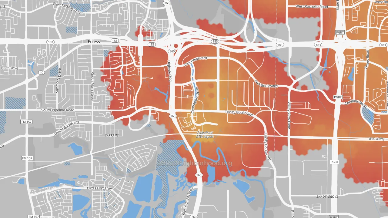 Transit Grade map of 76155, TX
