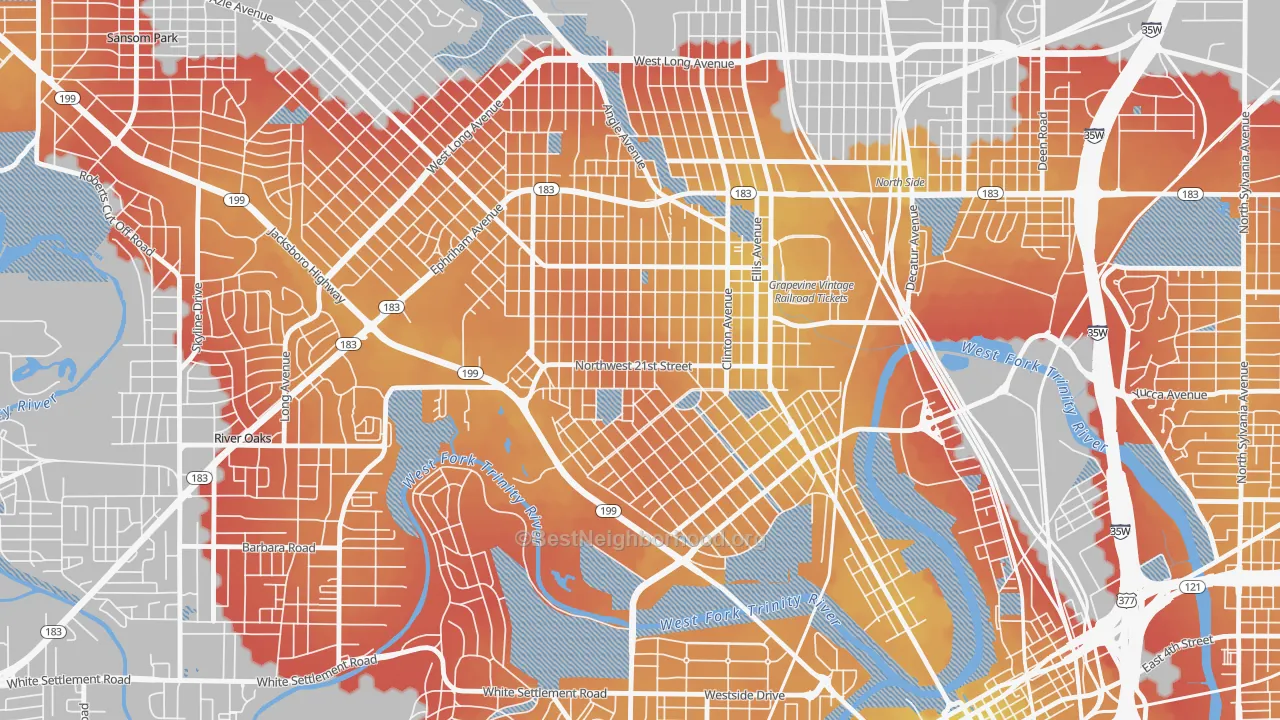 Transit Grade map of 76164, TX