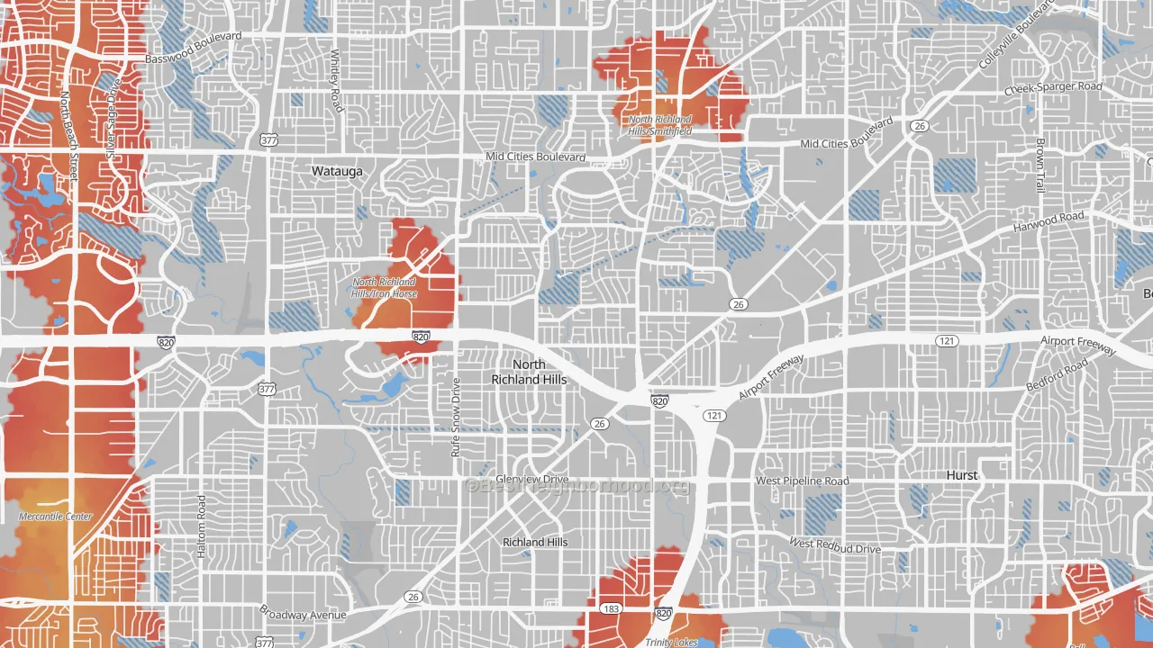 Transit Grade map of 76180, TX