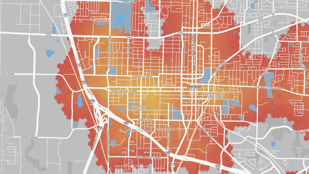 Transit Grade map of 76201, TX