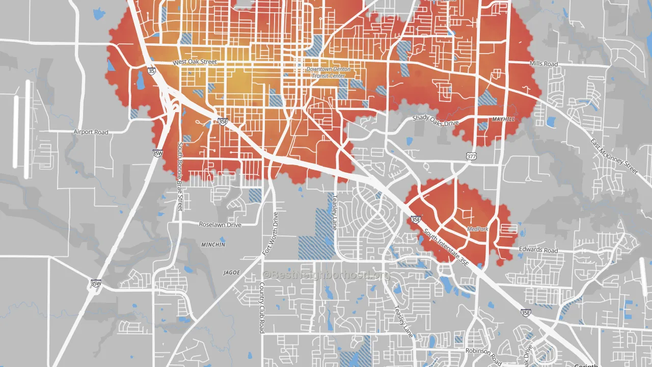 Transit Grade map of 76205, TX