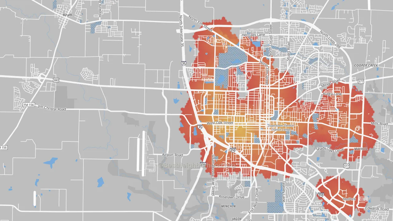 Transit Grade map of 76207, TX