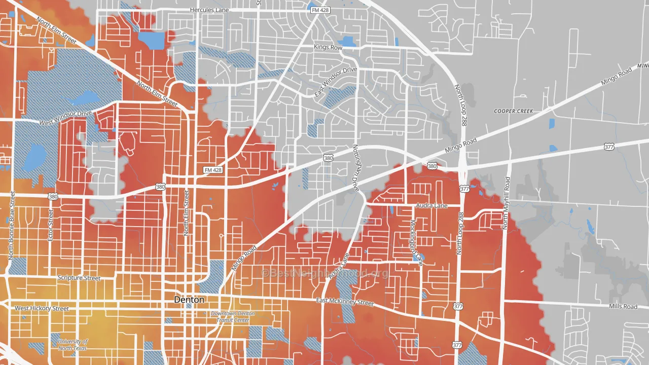 Transit Grade map of 76209, TX