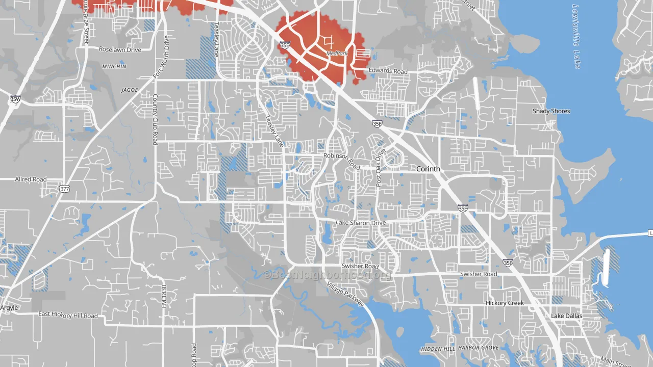 Transit Grade map of 76210, TX
