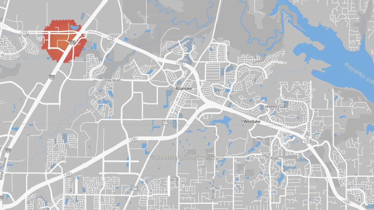 Transit Grade map of 76262, TX