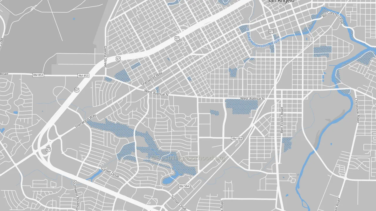 Transit Grade map of 76909, TX