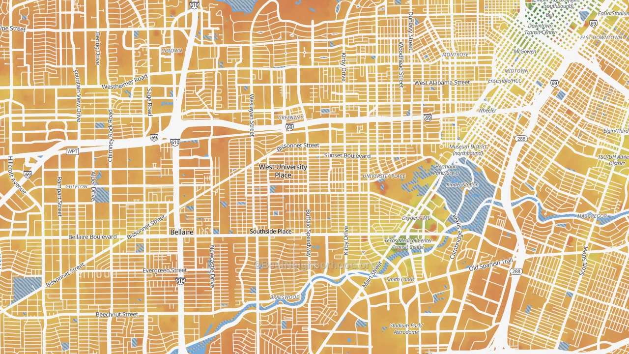 Transit Grade map of 77005, TX