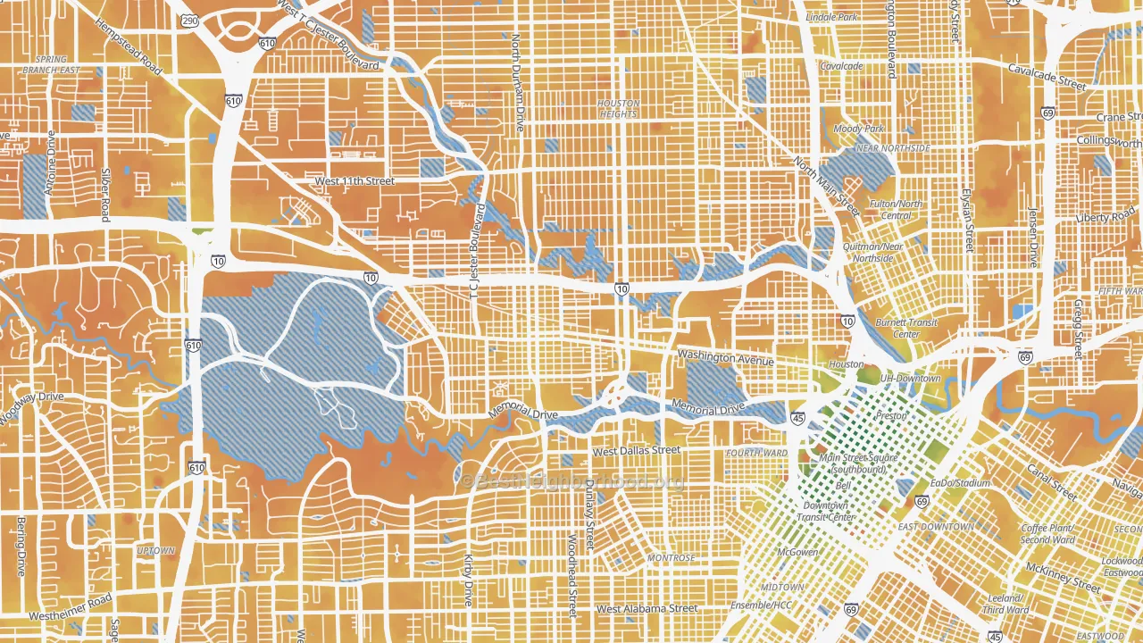 Transit Grade map of 77007, TX