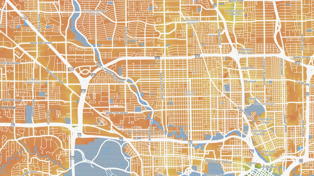 Transit Grade map of 77008, TX