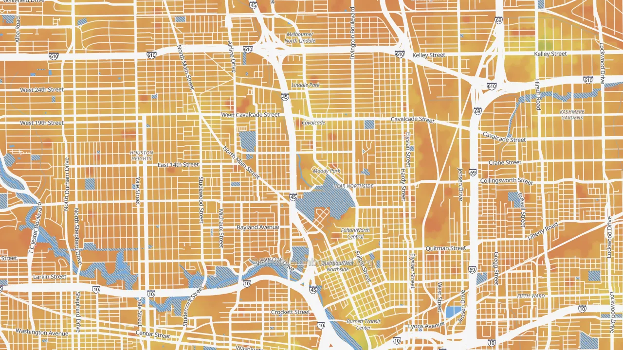Transit Grade map of 77009, TX