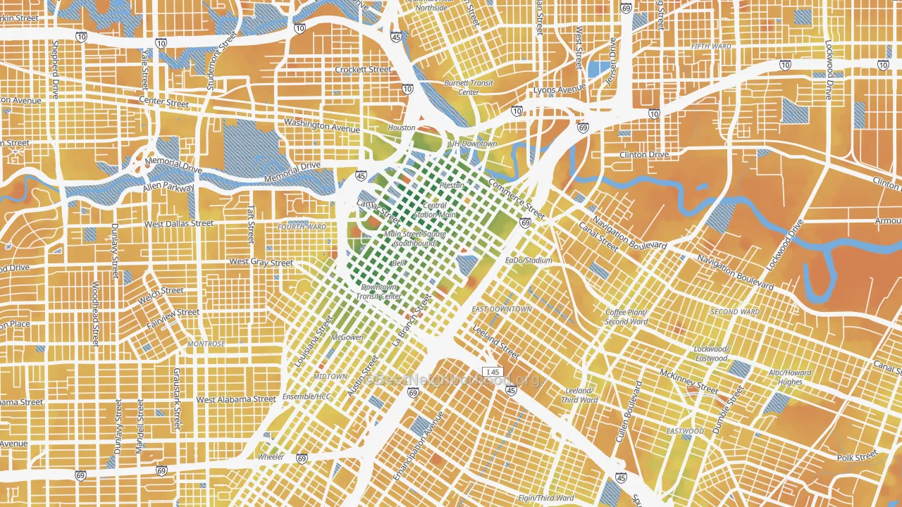 Transit Grade map of 77010, TX