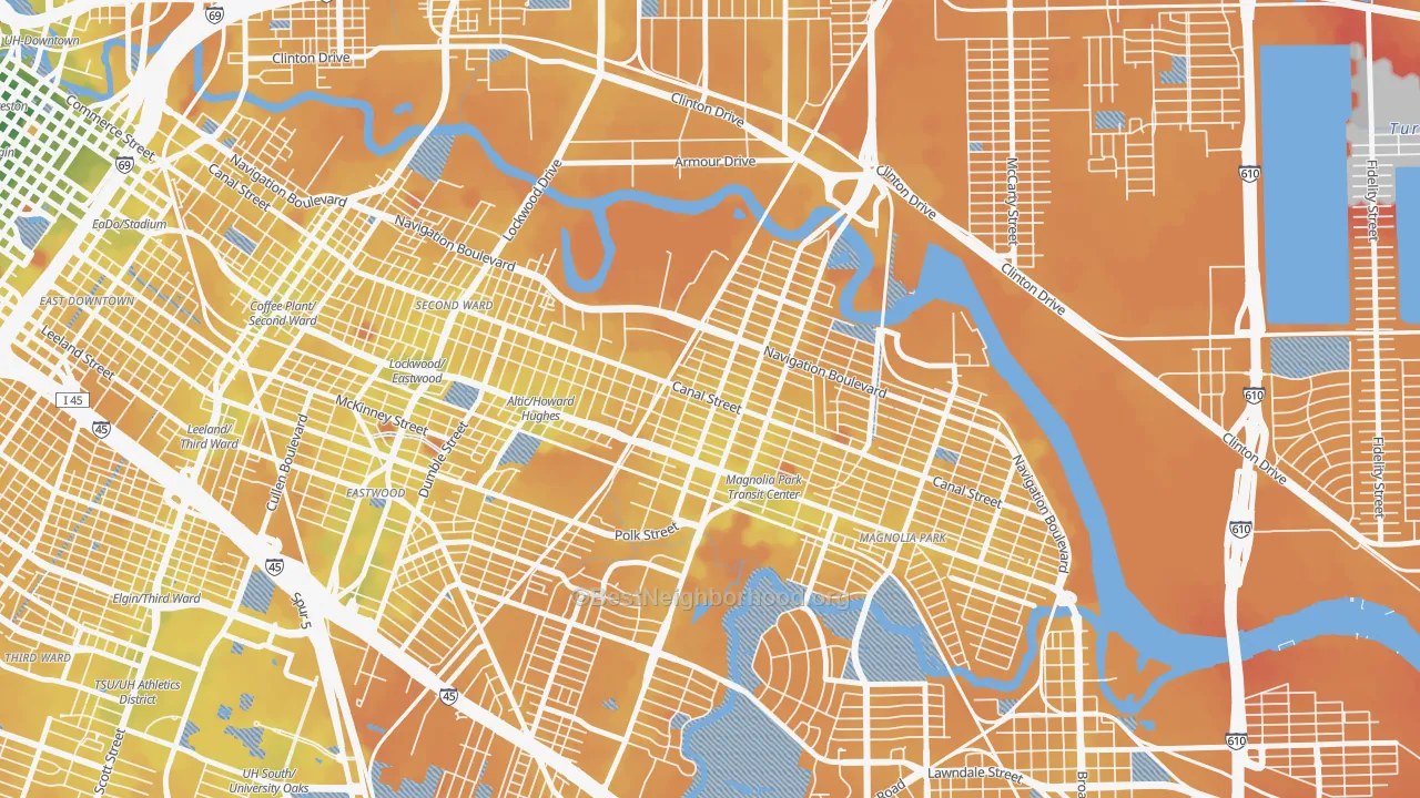 Transit Grade map of 77011, TX