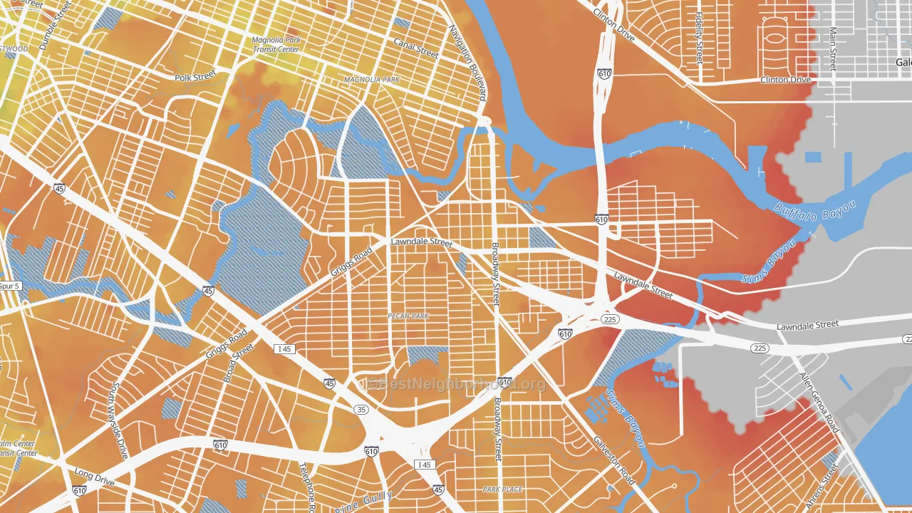 Transit Grade map of 77012, TX