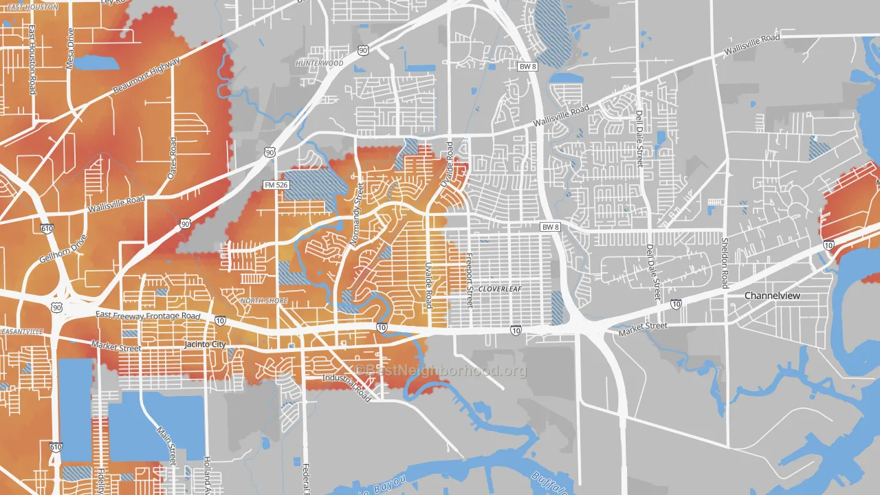Transit Grade map of 77015, TX