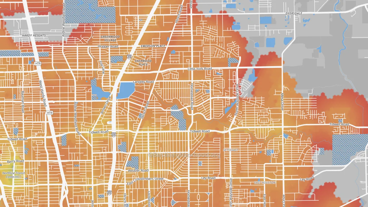 Transit Grade map of 77016, TX