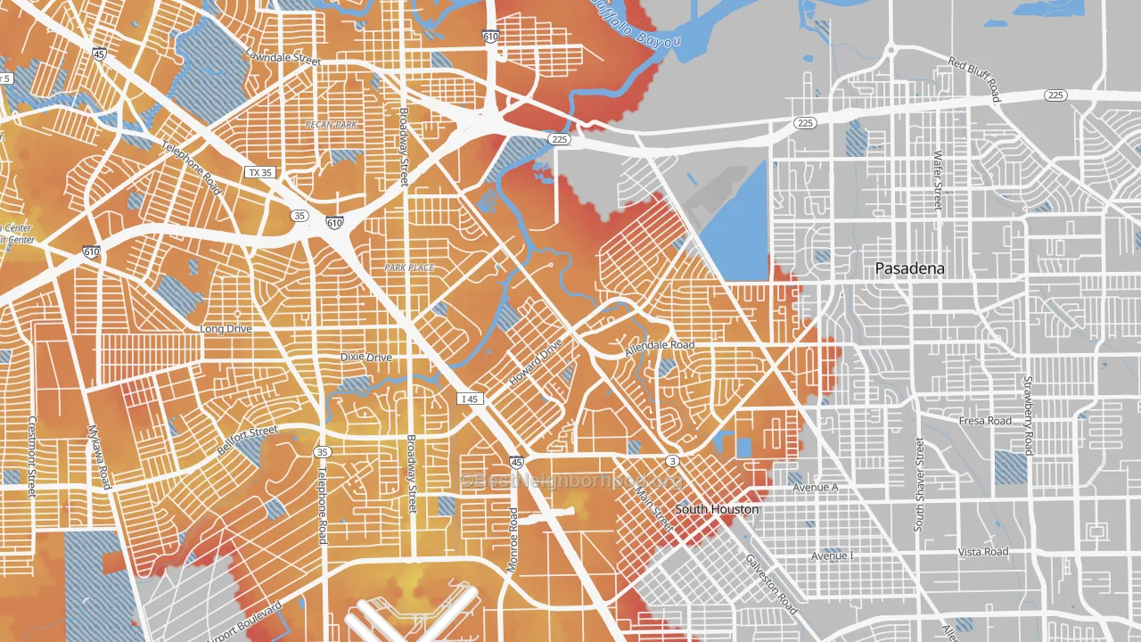Transit Grade map of 77017, TX