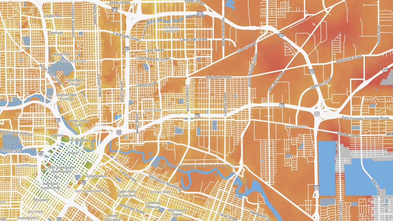 Transit Grade map of 77020, TX