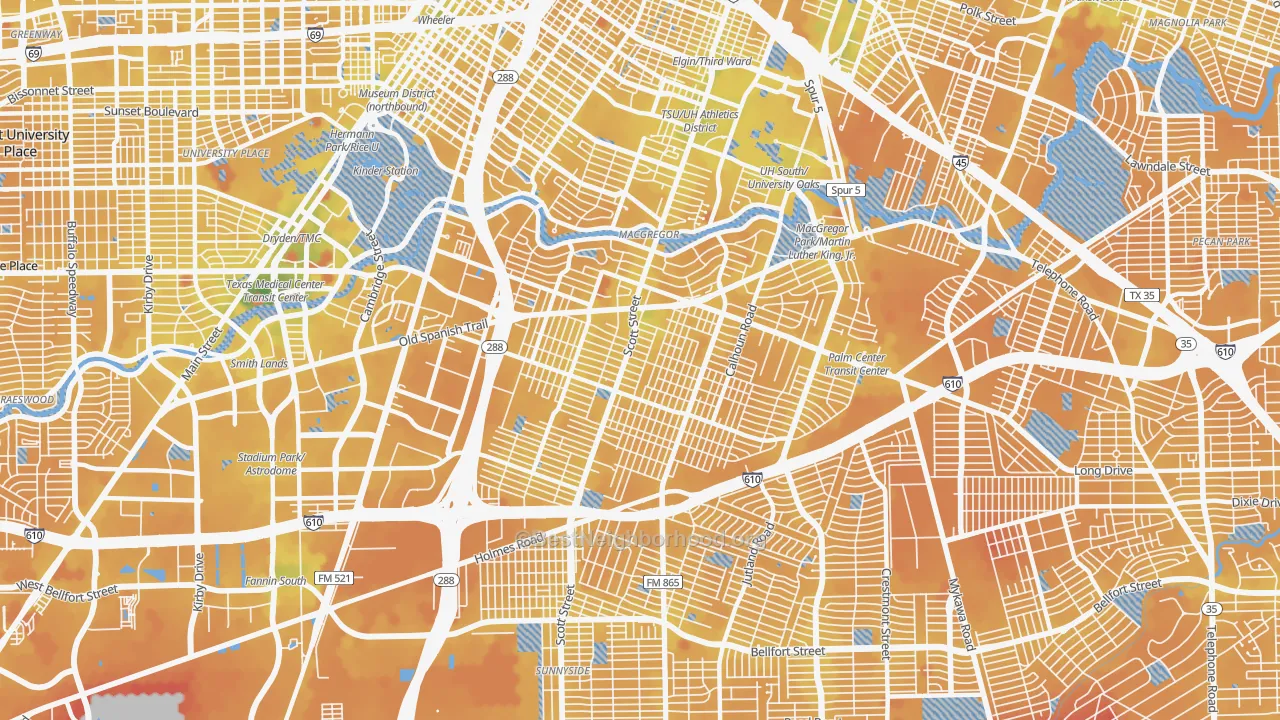 Transit Grade map of 77021, TX