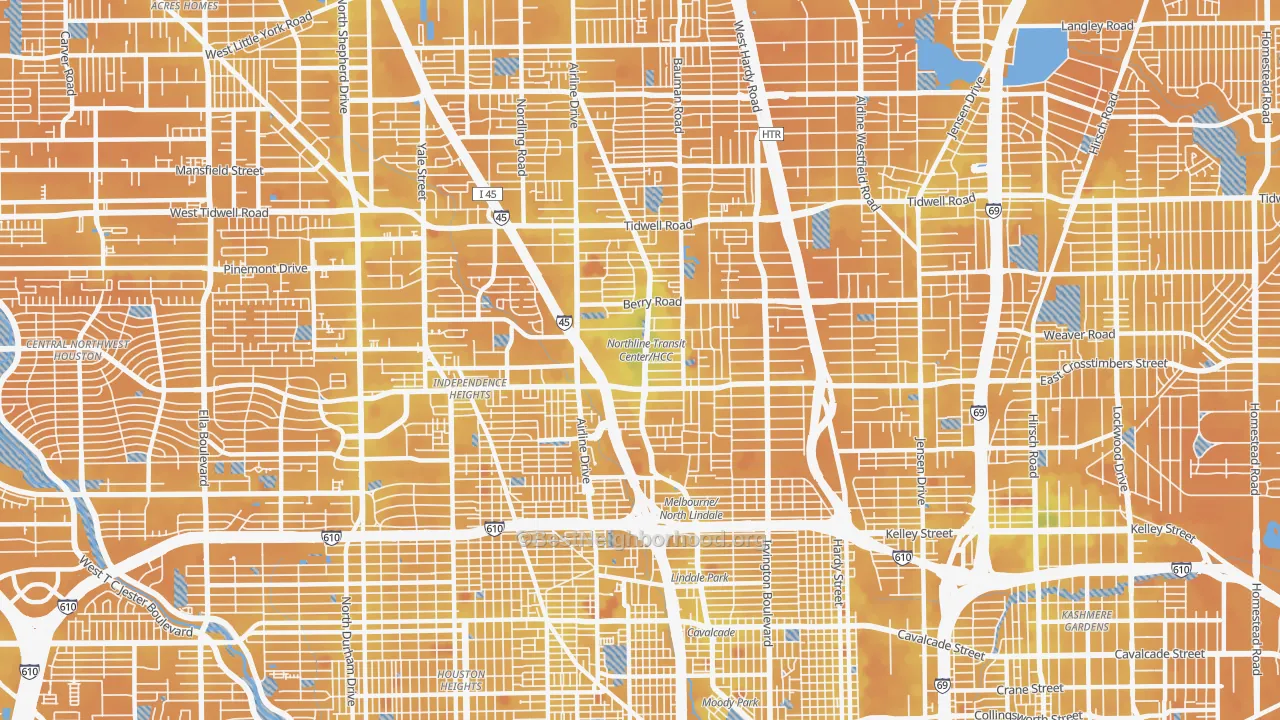 Transit Grade map of 77022, TX