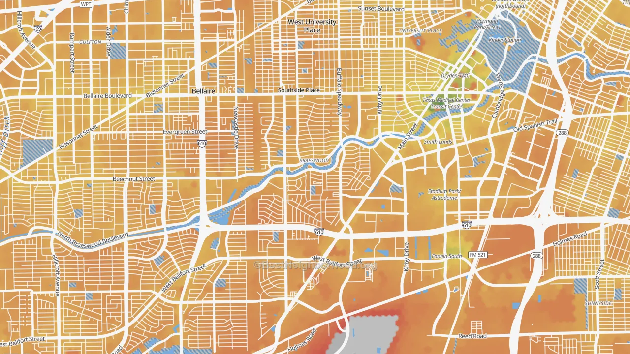Transit Grade map of 77025, TX