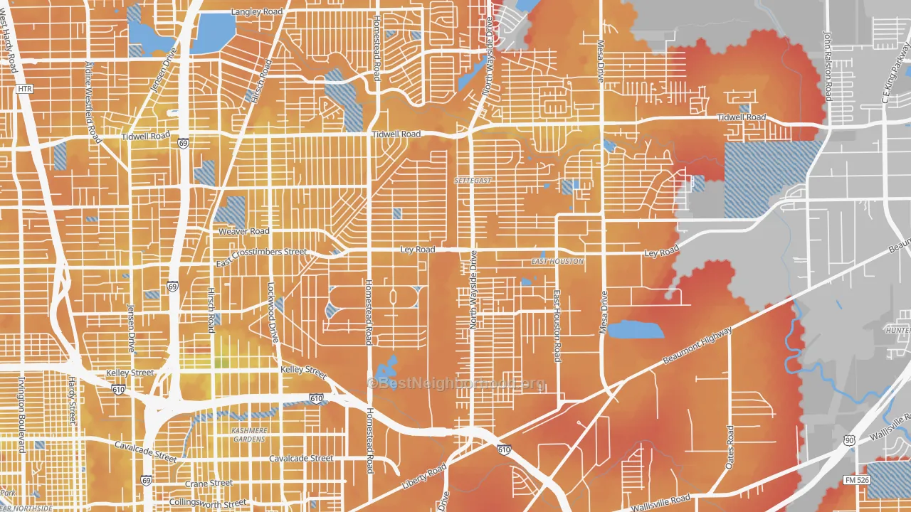 Transit Grade map of 77028, TX