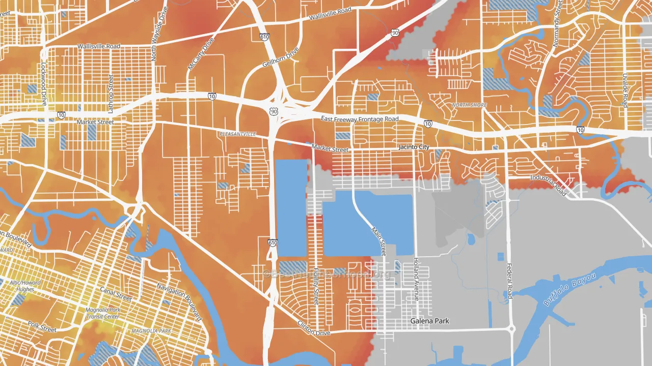 Transit Grade map of 77029, TX