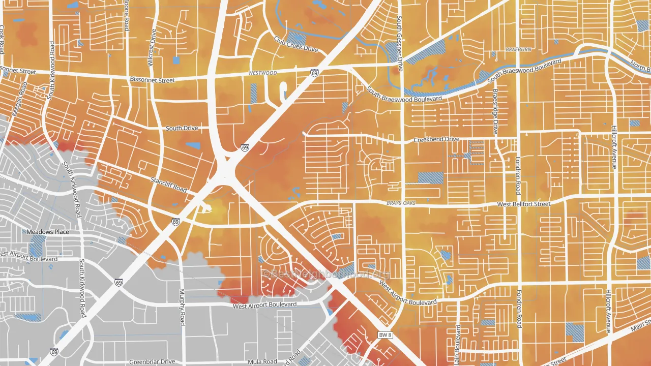Transit Grade map of 77031, TX