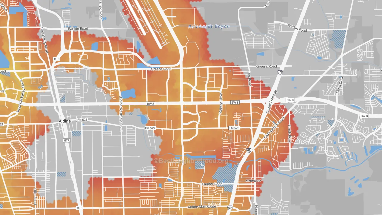 Transit Grade map of 77032, TX