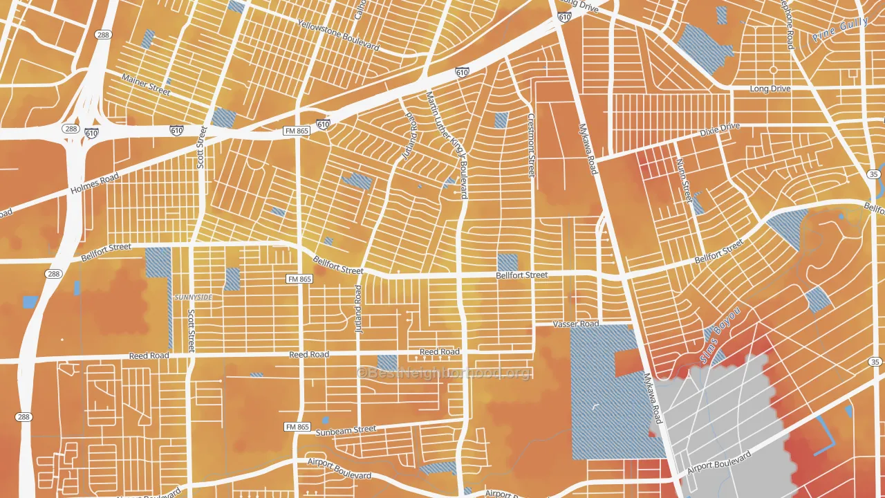 Transit Grade map of 77033, TX