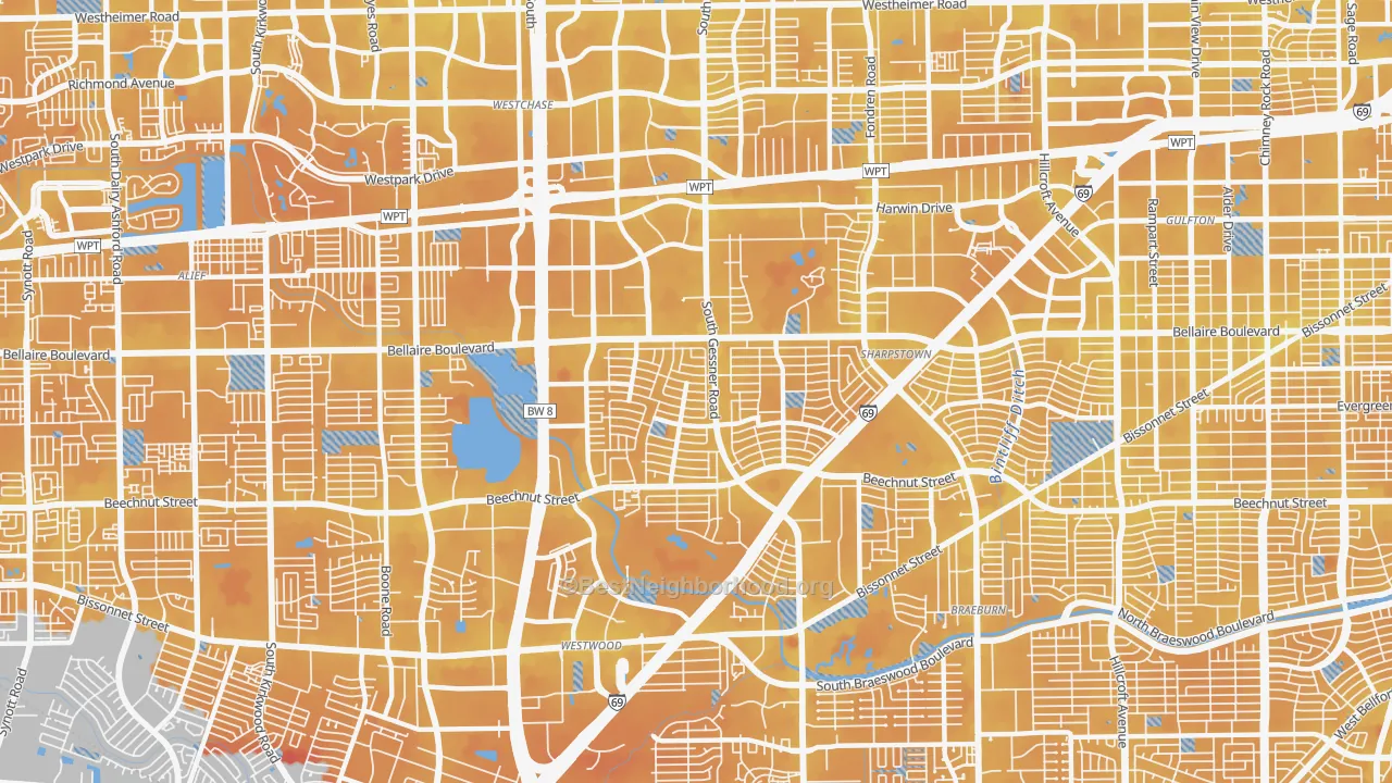 Transit Grade map of 77036, TX