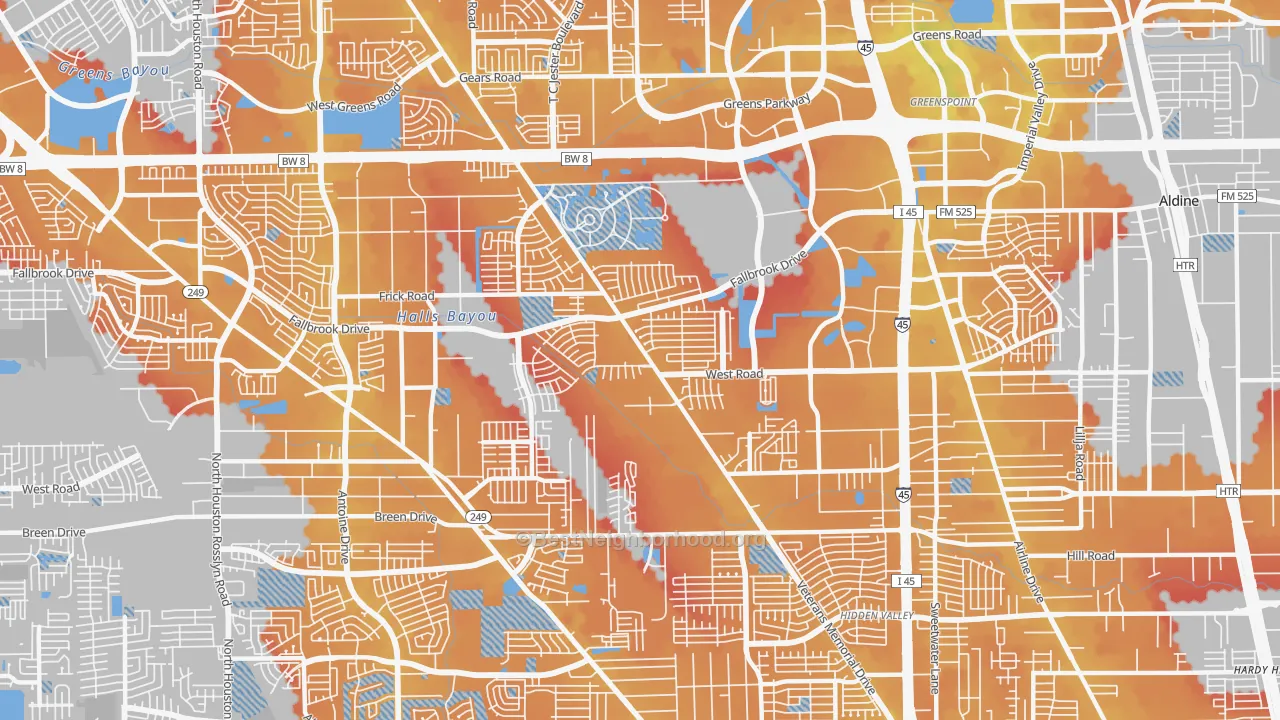 Transit Grade map of 77038, TX