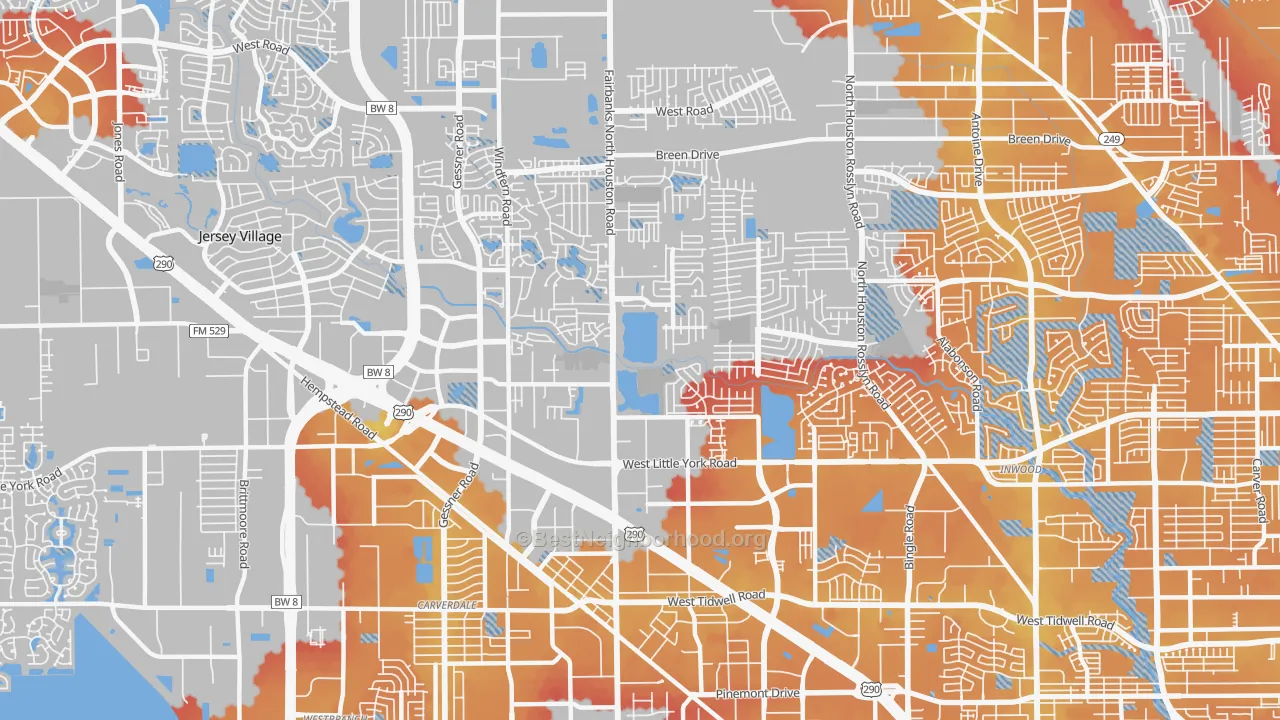 Transit Grade map of 77040, TX