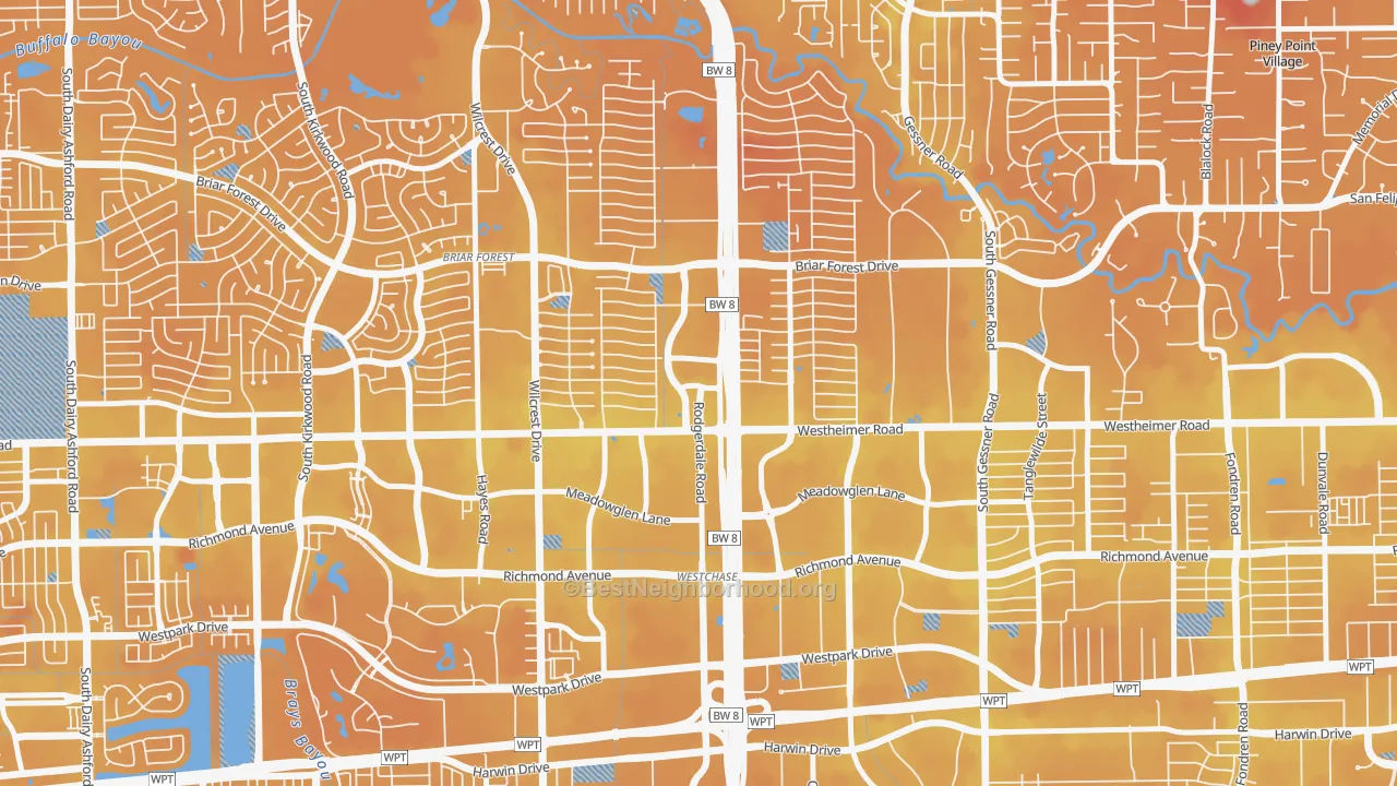 Transit Grade map of 77042, TX