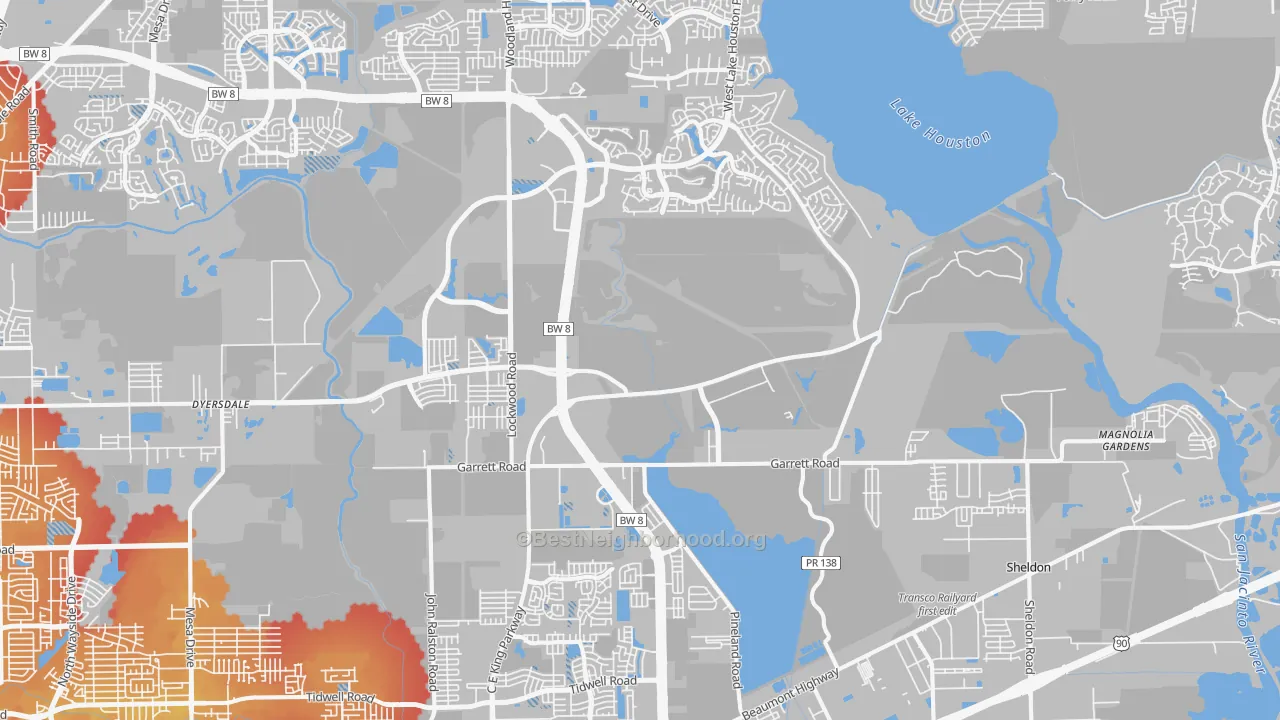 Transit Grade map of 77044, TX
