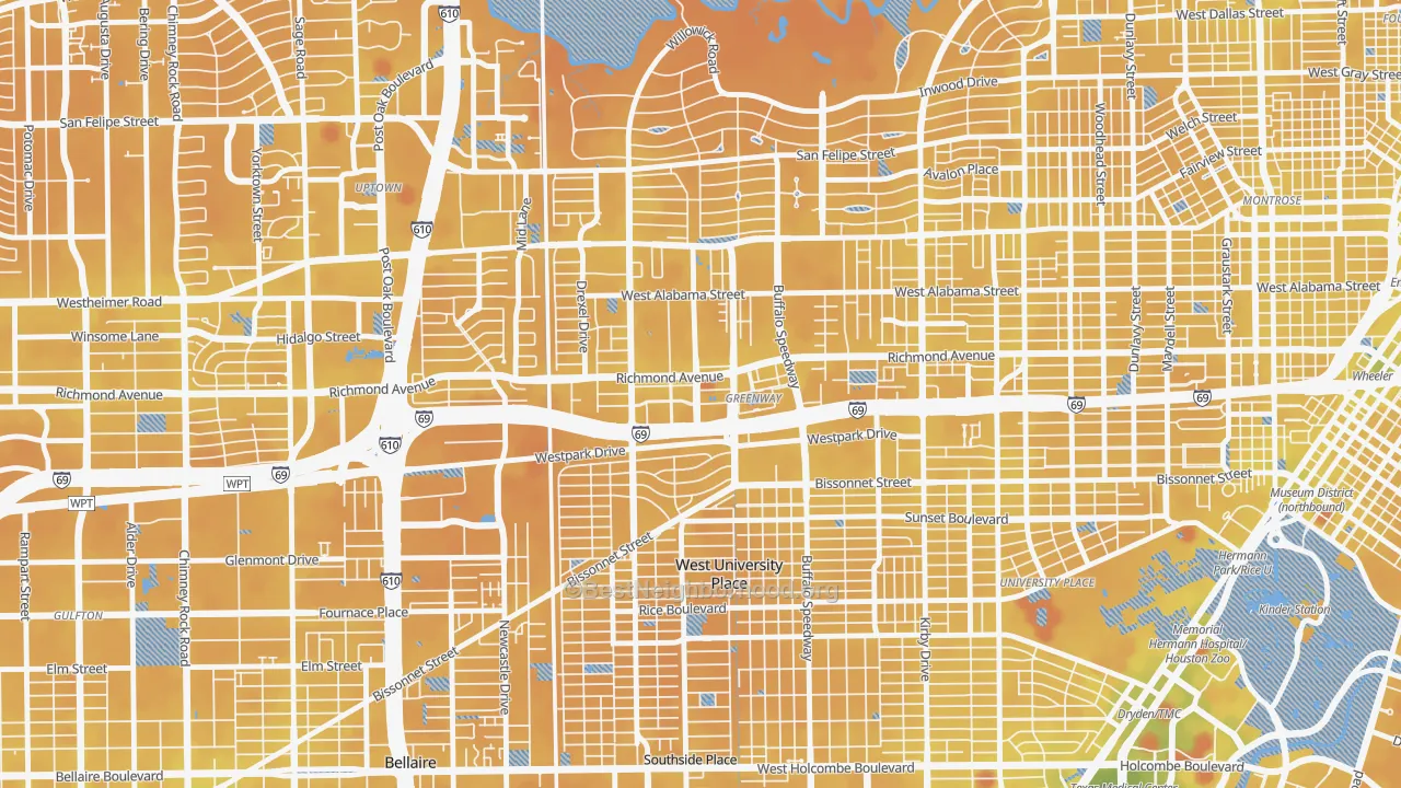 Transit Grade map of 77046, TX