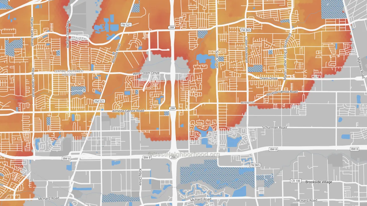 Transit Grade map of 77047, TX
