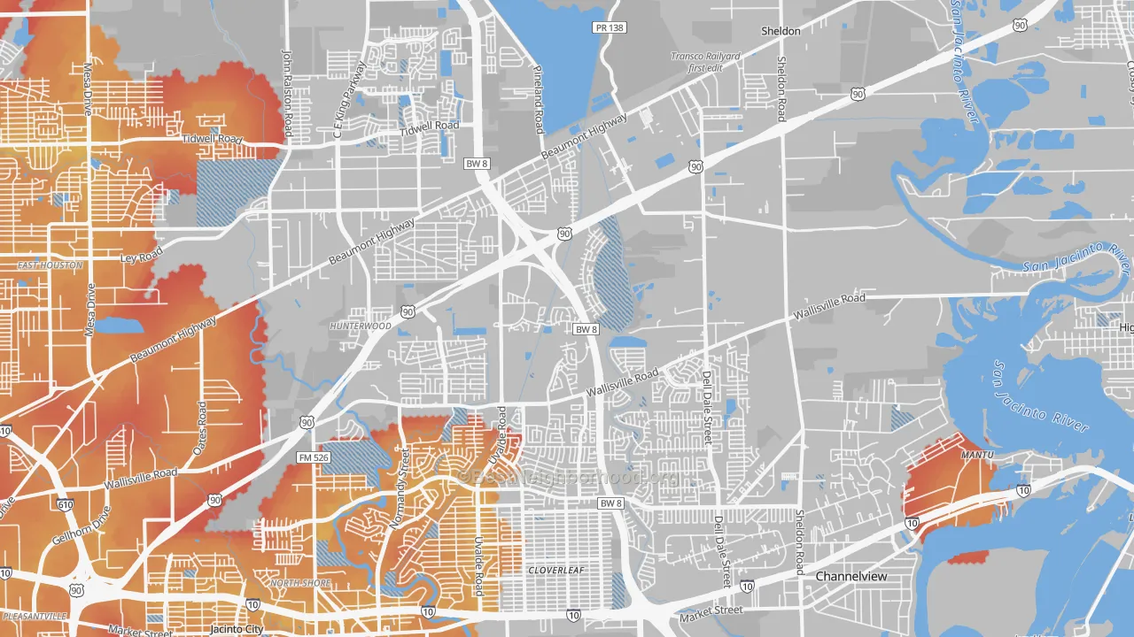 Transit Grade map of 77049, TX